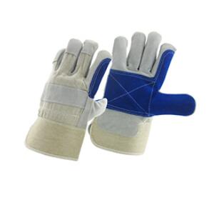 Китай Серая корова сплит кожаный синий арматурная ладонь рабочая перчатка рабочая фабрика, натуральная кожаная лейбористка поставщик, производитель безопасности перчатки