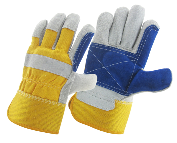 Китай Корова расколотая кожаная армированная ладонь фабрика, китайские перчатки безопасности Производитель, Китай коровьей кожи защищать перчатки поставщик