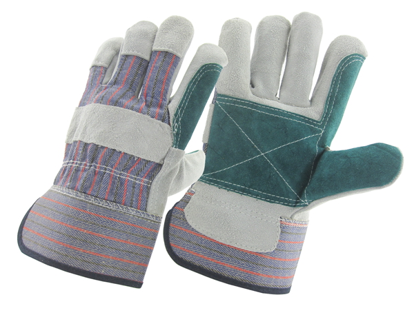 Китай коров сплит кожаные перчатки двойной ладони фабрики, двойные ладони кожаные перчатки поставщик, строительные перчатки поставщик