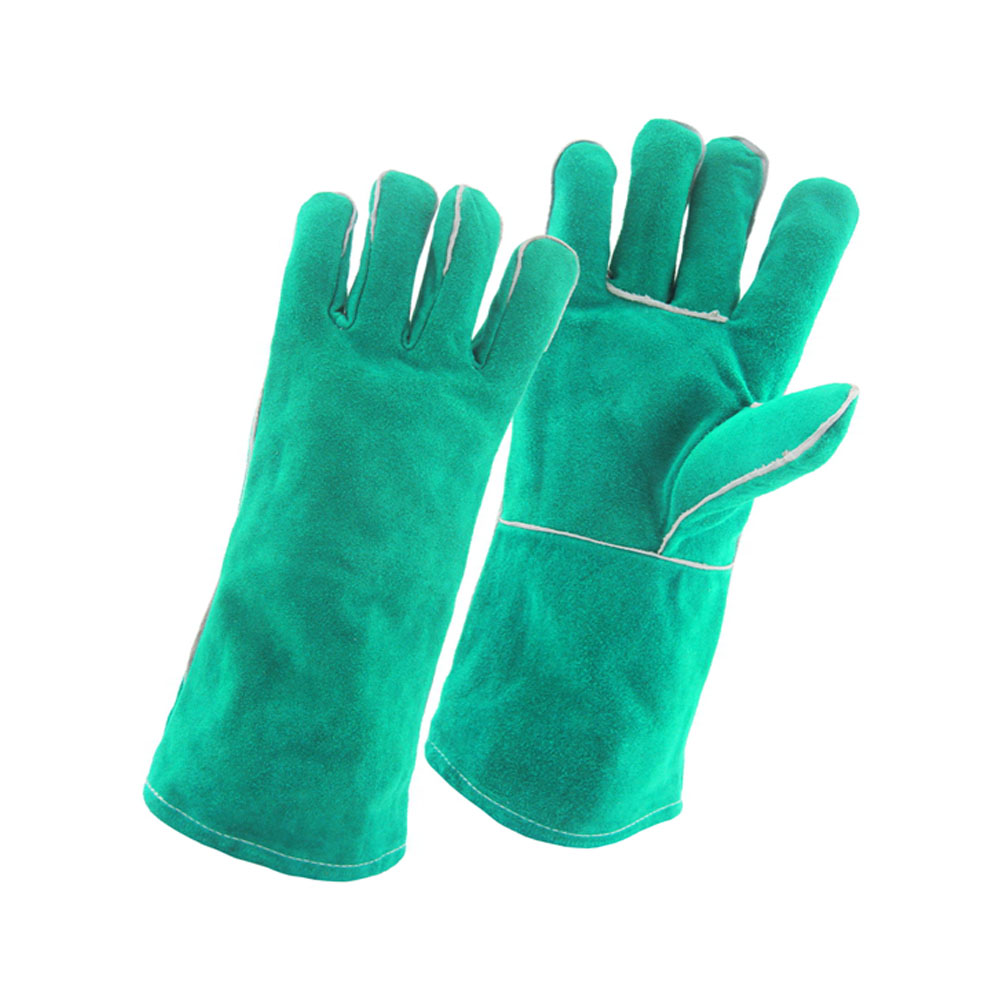 Китай Кожаная сварочная перчатка Производитель, жара / огнестойкий, паяные перчатки Фабрика, корова расколотая кожаная перчатка поставщик, для барбекю / сварщика / миги / TIG