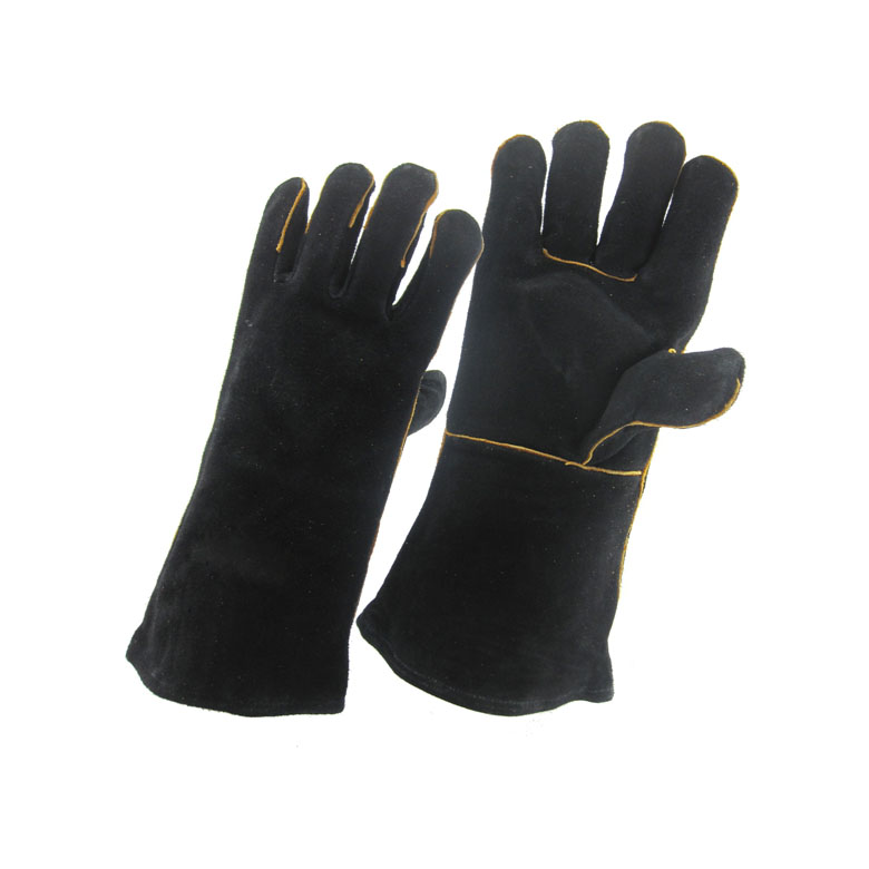 Китай Кожаные сварочные перчатки Производитель, жара / огнестойкие перчатки Фабрика, корова расколотая кожаная перчатка поставщик для сварщика / барбекю / обращение с животными
