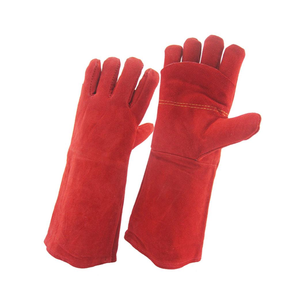 Китай Кожаные перчатки сварочной кожи производителя, теплые / огнестойкие, кожаные перчатки сплит кожаные перчатки, Mitts для духовки / гриля / камин / печь / плита / держатель горшок / сварщик TIG / MIG / BBQ / для погружения на животных перчатка по