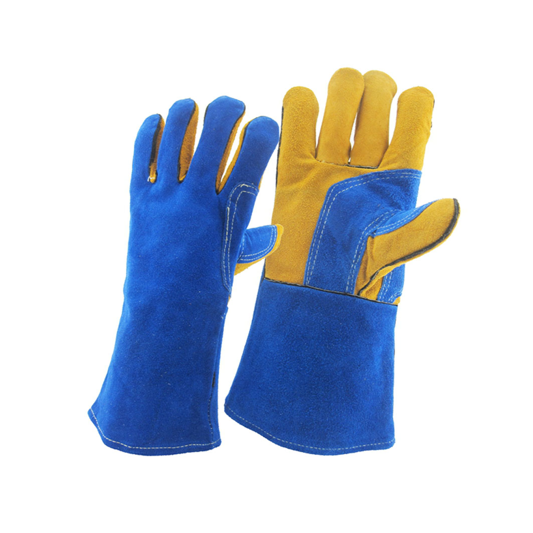 Китай Перчатки пайки коровы раскола фабрика, натуральная кожаная кожаные перчатки пайка производителя, перчатки истинные кожаные сварщики поставщик, для TIG / MIG