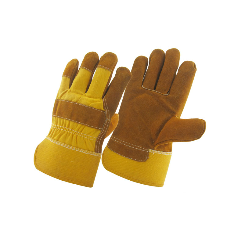 Китай коричневый цвет корова расколотая кожаная фабрика рабочего кожи фабрика, натуральная кожаная трудовая перчатка поставщик, производитель безопасности перчатки