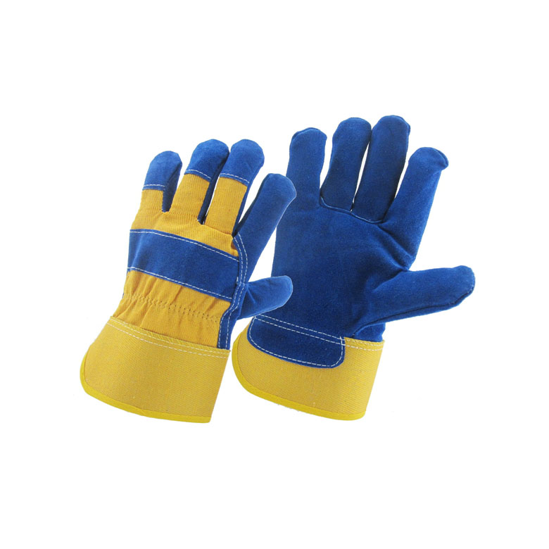 China cow split leather worker glove factory, genuine leather labor glove supplier, safety glove manufacturer