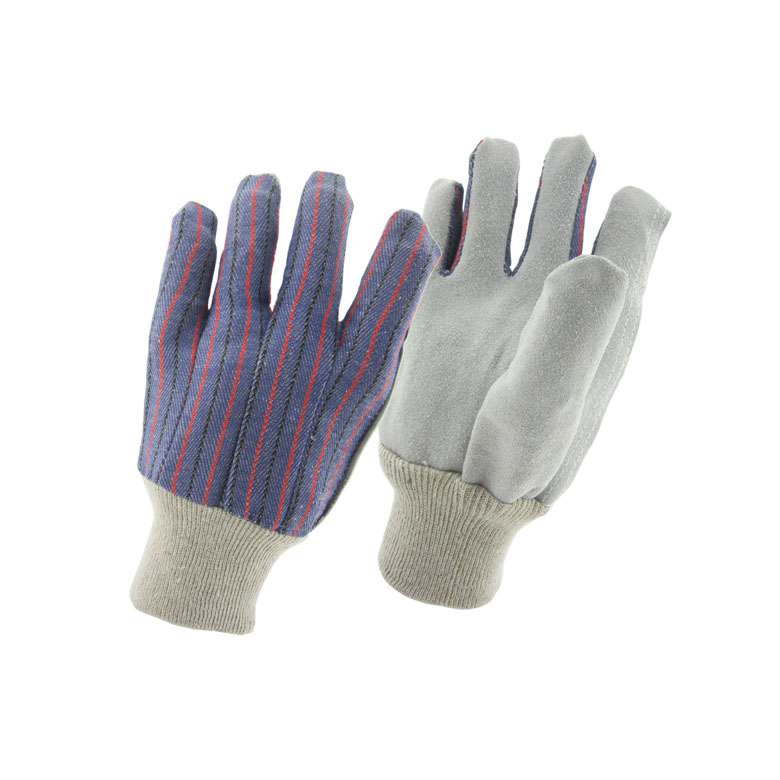 Китай Серая полу корова расколотая полу кожаная рабочая перчатка, натуральная кожаная трудовая перчатка поставщик, производитель безопасности перчатки