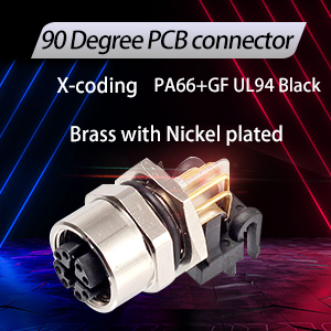 M12 X-CODING 8 CORE ŽENO PRAVÝ Úhel 90 stupňů PCB konektor