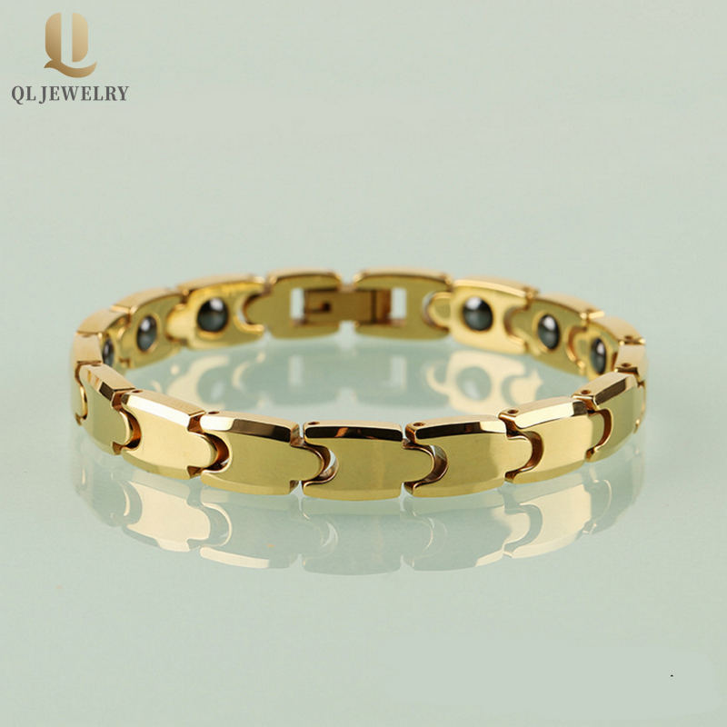 Braccialetto di carburo di tungsteno in oro popolare con magneti Inlay Cina Produttore