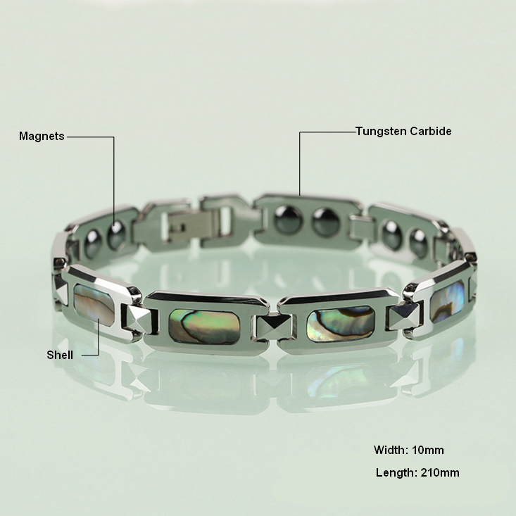 Hot Sale Men's Tungsten Carbide Bracelet Magnetic Bracelet Inlay Abalone Shell China Manufacturer