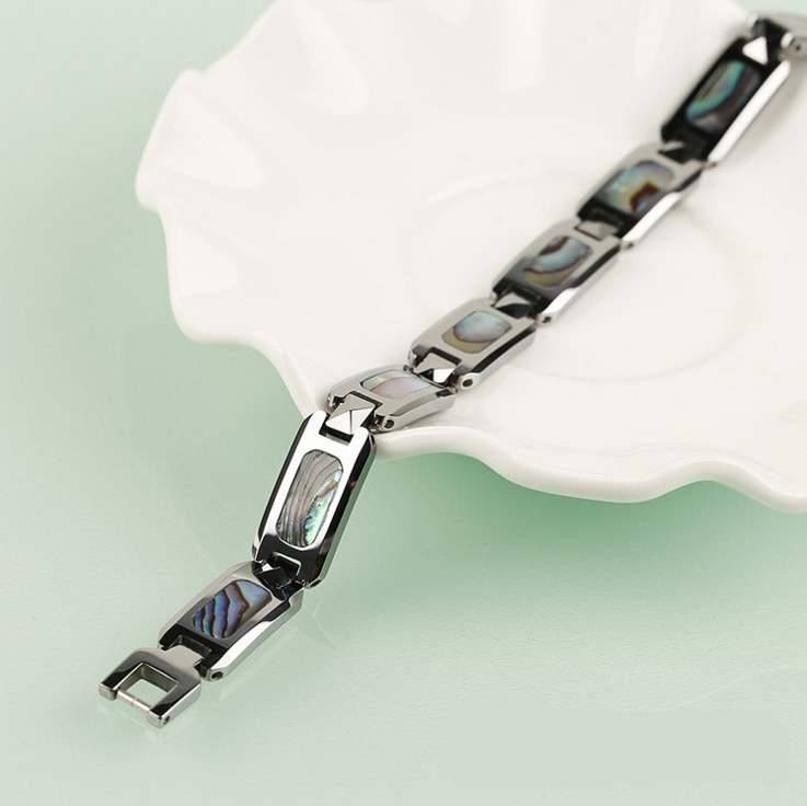 Hot Sale Men's Tungsten Carbide Bracelet Magnetic Bracelet Inlay Abalone Shell China Manufacturer