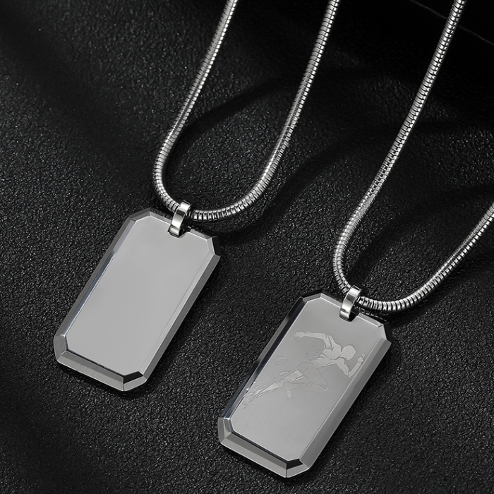Etiqueta de perro de tungsteno más fresco para hombres, colgante de carburo de tungsteno pulido alto con bordes biselados de China fábrica
