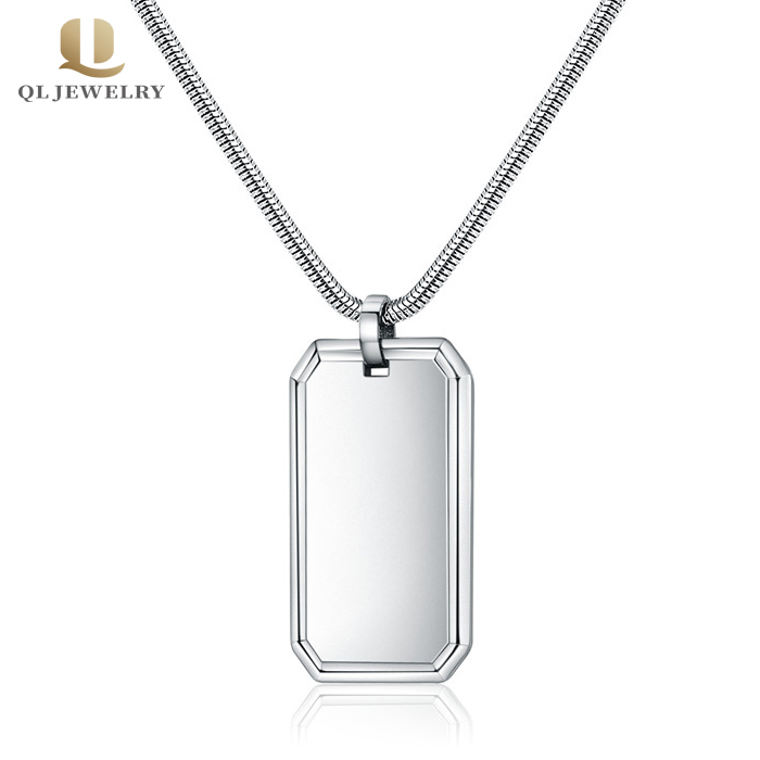 Coolest Tungsten Dog Tag for Men, High Polished Tungsten Carbide Pendant with Beveled Edges China Factory