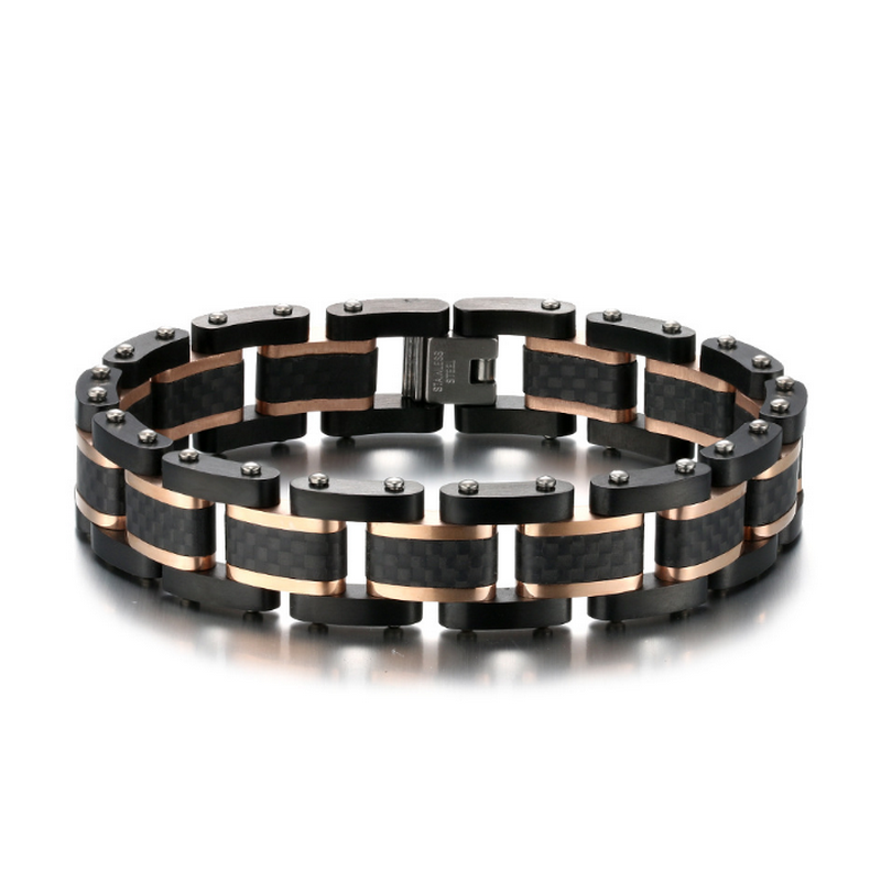 Porcellana Braccialetto in fibra di carbonio nero di Super Quality Uomo e Blue placcato Braccialetto in acciaio inox