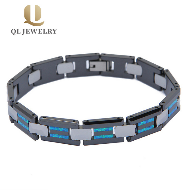 Wholesale bracelet en céramique noir de haute technologie avec inlay opale fabricant de Chine