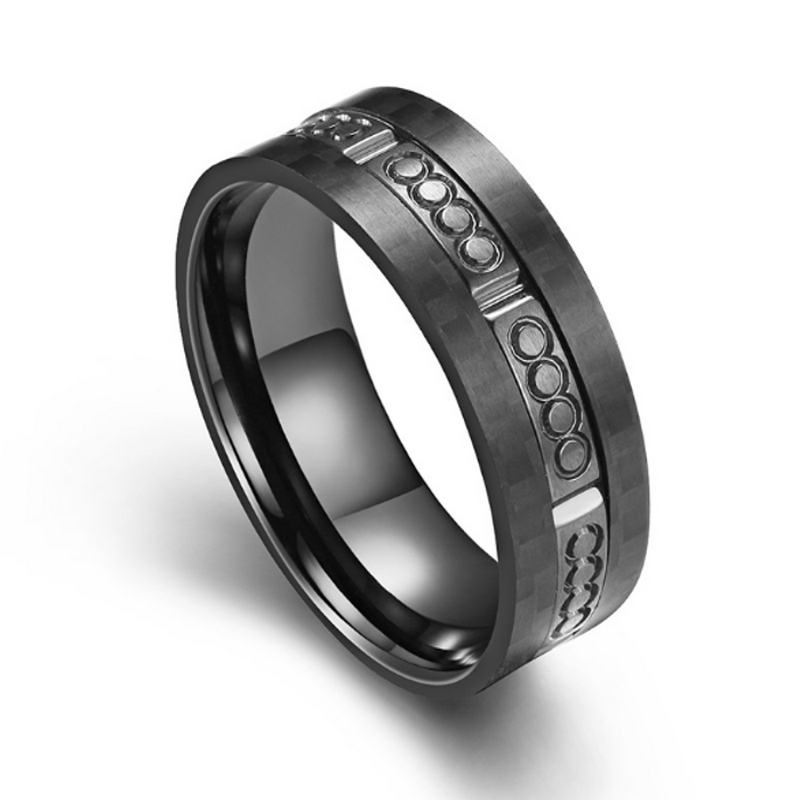 Fibre de carbone Noir unique et groupe de mariage de titane bleu de Titanium Black Titanium Bague Chine Fournisseur