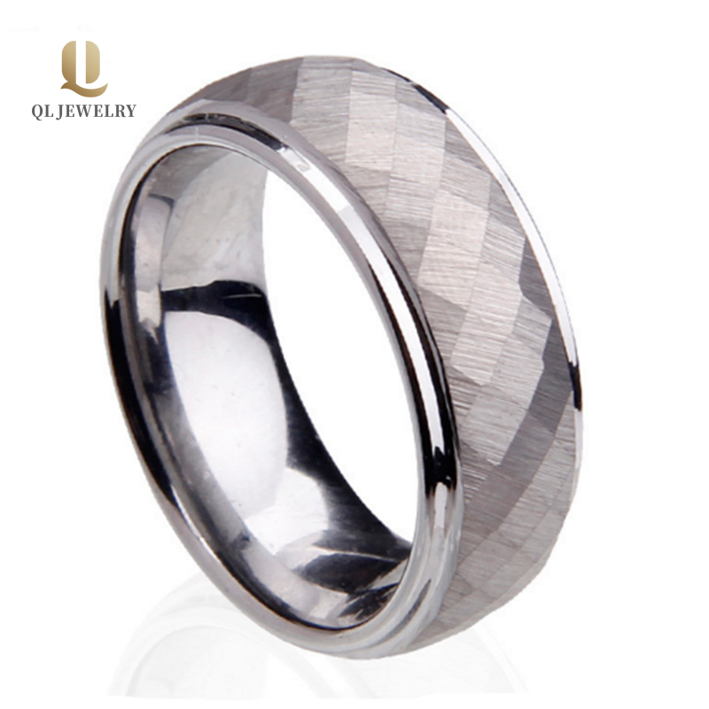 Hotsale 8mm Bandes bombées et biseautées Bandes de mariage à facettes à facettes brossées