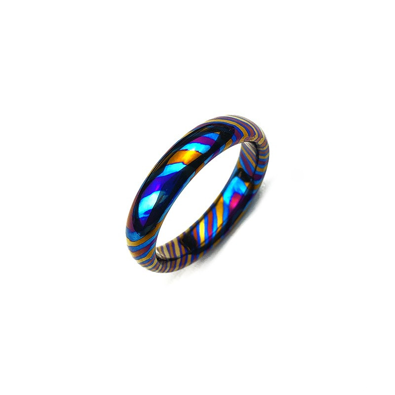 Unique 4mm Domed Tricolors Zircuti Ring Timascus Ring Wedding Bands China Supplier