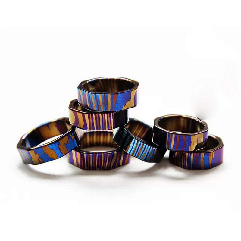 Unique 4mm Domed Tricolors Zircuti Ring Timascus Ring Wedding Bands China Supplier