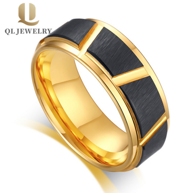 Confort Fit Step Matte Cut Cut Tungstène Bague en carbure de tungstène avec le fournisseur de Chine en chinois noir et bleu.