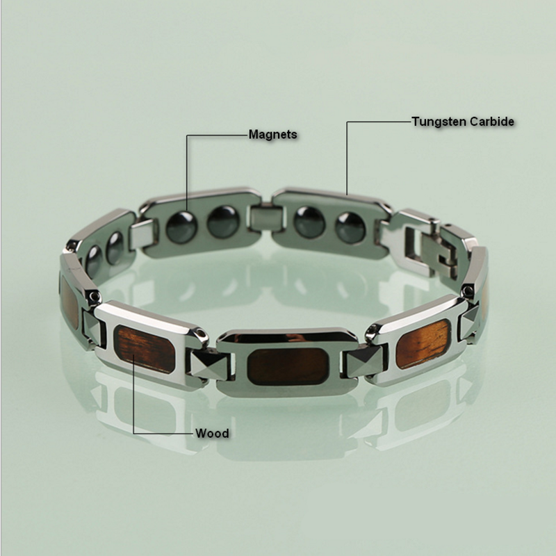 Bracelet en carbure de tungstène en gros pour hommes avec bois et aimants Inlay Chine fournisseur