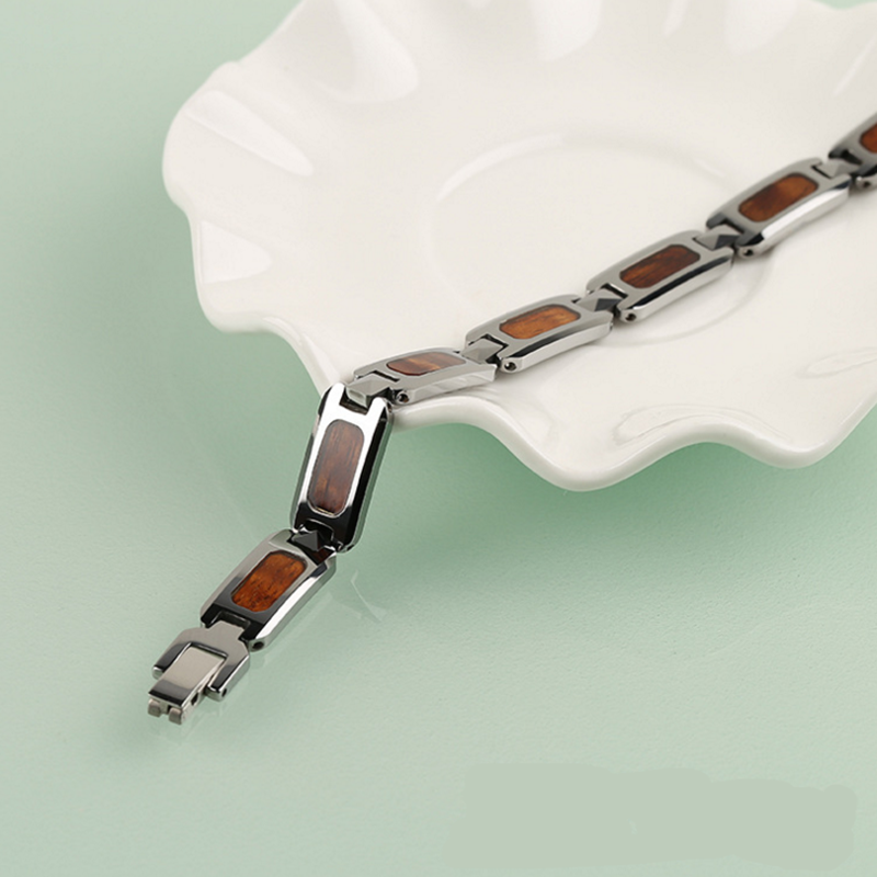 Bracelet en carbure de tungstène en gros pour hommes avec bois et aimants Inlay Chine fournisseur