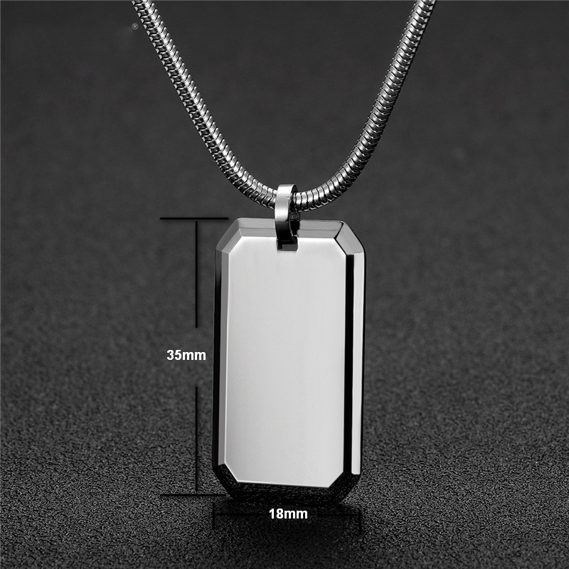 Etiqueta de perro de tungsteno más fresco para hombres, colgante de carburo de tungsteno pulido alto con bordes biselados de China fábrica