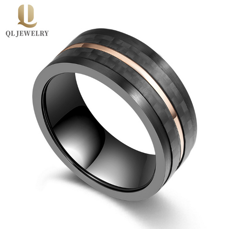 Bague en fibre de carbone noire forgée de 8 mm Fournisseur de la fibre de carbone noire et en acier inoxydable