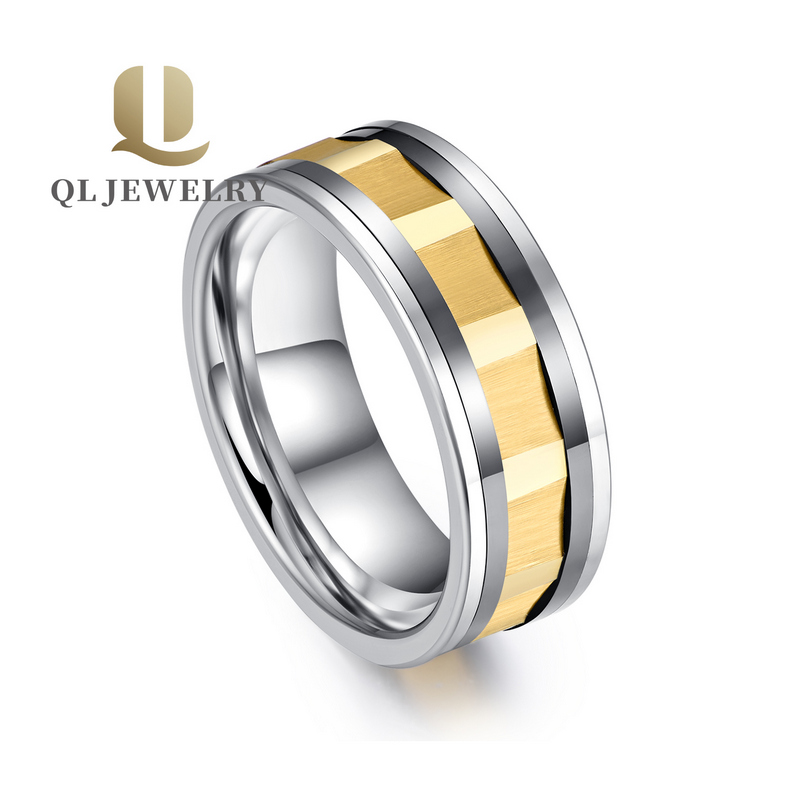 8mm Hommes Tungstène et Céramique noire Bagues de mariage en laiton combiné Bandes de mariage combinées confortables combinées