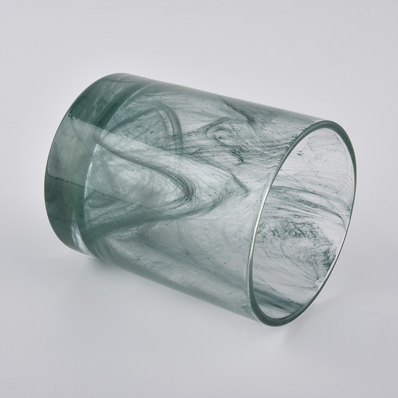 200ML ink paint effect cylinder luxury glass candle holder for wholesale