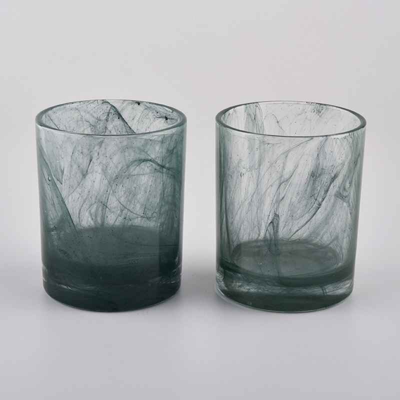 200ML ink paint effect cylinder luxury glass candle holder for wholesale
