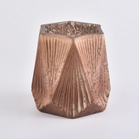 16oz orange GEO hexagon glass candle vessel