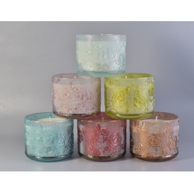 High Quality Rose Textured Glass Candle Jars Wholesale