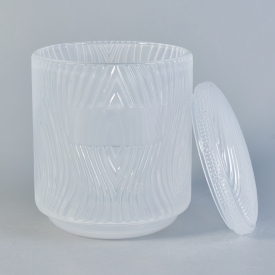 Popular Embossed Glass Candle Jars With Lids