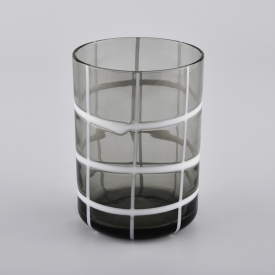 grey colored glass candle holders