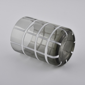 grey colored glass candle holders