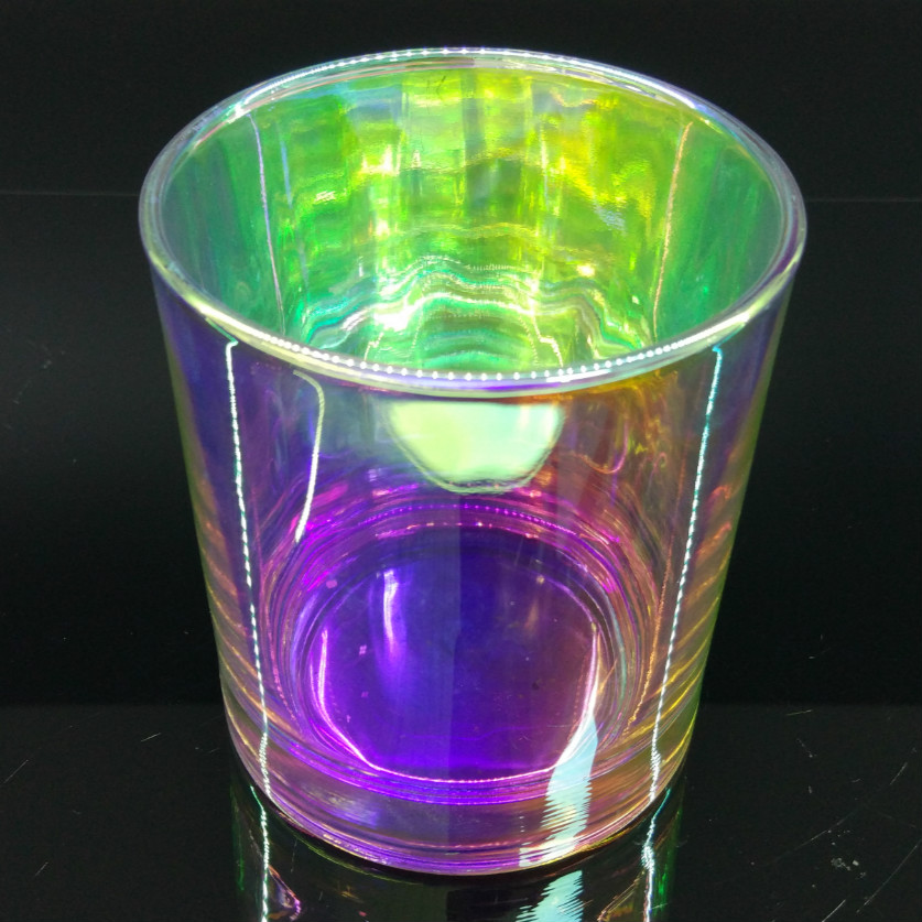 Wholesale metallic iridescent glass candle jar 8 oz wax capacity