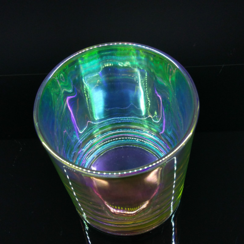 Wholesale metallic iridescent glass candle jar 8 oz wax capacity