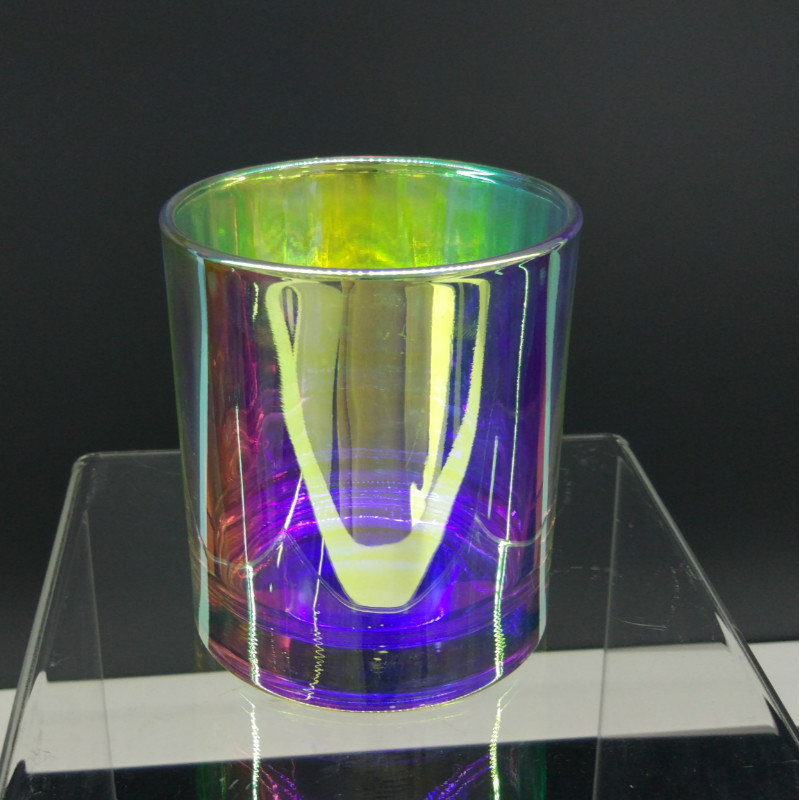 Wholesale metallic iridescent glass candle jar 8 oz wax capacity