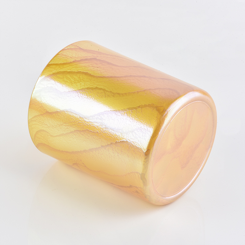 cylinder glass candle vessel gold desert pattern