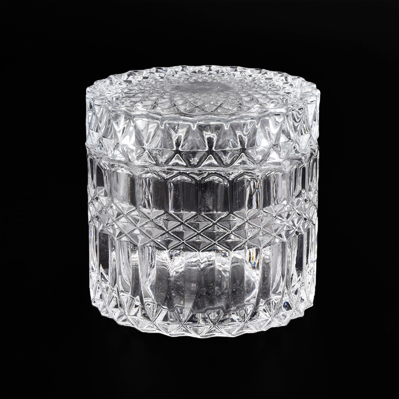 GEO Glass Candle Jar With Lids Wholesale