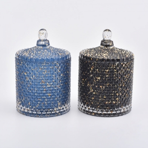 Black glass candle holder with lid