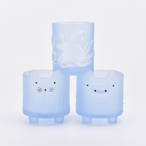 364ML Glass Candle Holders Elegant Candle Candles Jars Blue