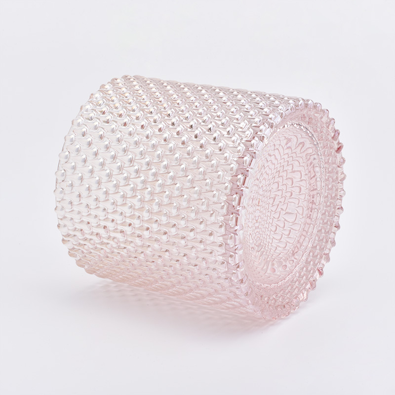 Supplier 8oz 10oz popular GEO Cut Glass Candle Jar With Lid