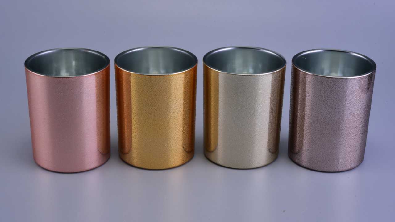 Candle Holder Glass With Electroplating Decoration