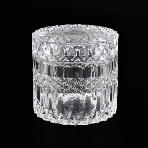250ML Elegant Crystal Glass Candle Jar with Lid for Decor
