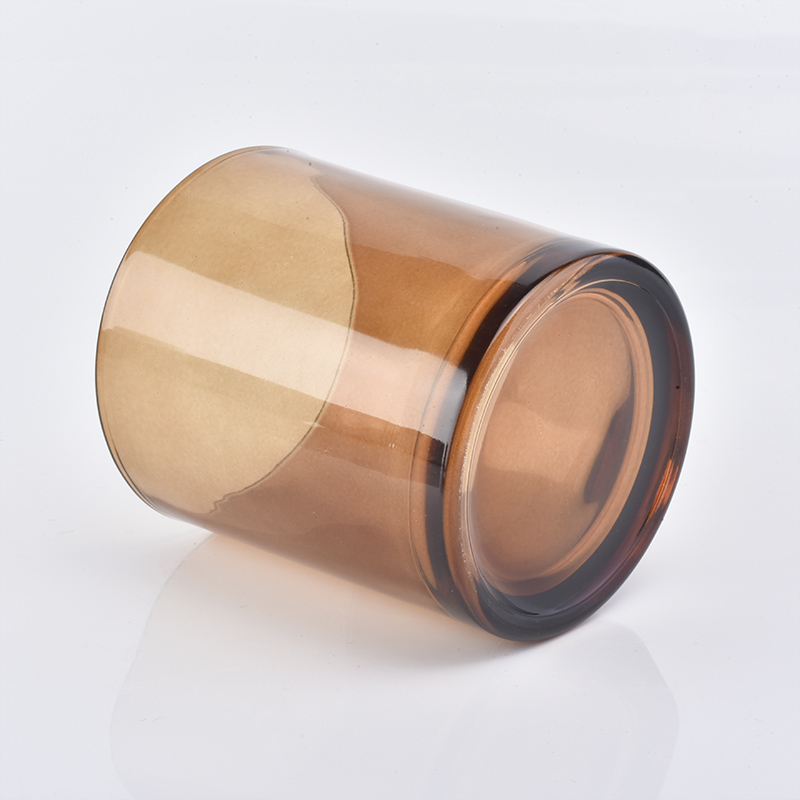 Wholesale Amber glass candle jars with wood lids