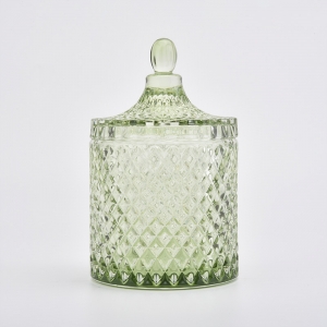 luxury green glass candle jar with lid home decor