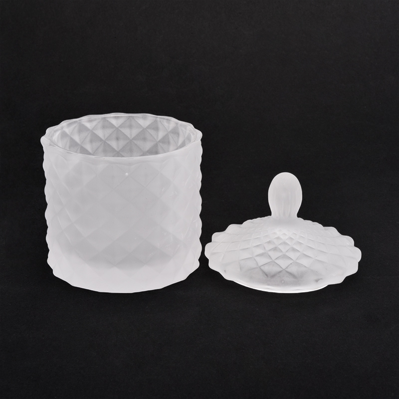 solid white elegant glass candle jar with lid