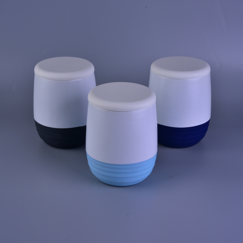 Fancy Rubber Painted Color Glazed Ceramic Candle Jar With PP Lid Sets Fancy Rubber Painted Color Glazed Ceramic Candle Jar With PP Lid Sets