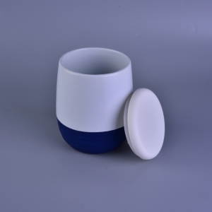 Fancy Rubber Painted Color Glazed Ceramic Candle Jar With Lid